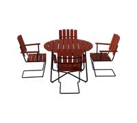 Grythyttan Stålmöbler Mesa 9A Ø100 cm + 4 sillones A2. roble rojo oscuro-estructura negra