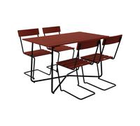 Grythyttan Stålmöbler Mesa B25A + 4 sillas Stol 1. roble rojo oscuro-estructura negra