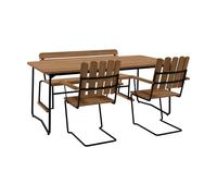 Grythyttan Stålmöbler Mesa B31. 170 cm + 2 sillones A2 + sofá 3. teca con bastidor negro