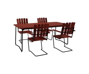 Grythyttan Stålmöbler Mesa B31. 170 cm + 4 sillones A2. roble rojo oscuro-estructura negra