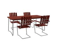 Grythyttan Stålmöbler Mesa B31. 170 cm + 4 sillones A2. rojo oscuro-armazón galvanizado en caliente