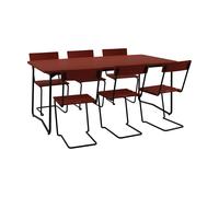 Grythyttan Stålmöbler Mesa B31. 170 cm + 6 sillas Stol 1. roble rojo oscuro-estructura negra