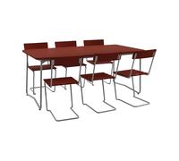 Grythyttan Stålmöbler Mesa B31. 170 cm + 6 sillas Stol 1. rojo oscuro-estructura galvanizada en caliente