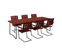 Grythyttan Stålmöbler Mesa B31. 230 cm + 6 sillones A2. roble rojo oscuro-negro estructura