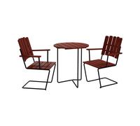 Grythyttan Stålmöbler Mesa Table 6B + 2 sillones A2. roble rojo oscuro-negro