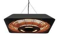 Grzejnik sufitowy Outsunny 800 W/1200 W/2000 W 5 trybów promiennik ciepła IP45 elektryczny grzejnik tarasowy z pilotem oświetlenie LED aluminium szkło czarny 45 x 45 x 10 cm