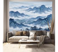 GSAEIMCT Blaugrüne Neblige Berge, Chinesische Landschaft Tapiz De Pared Grande Tapiz Manta De Playa Mantel De Picnic Tapiz Pared Decoración De Pared Dormitorio Sala De Estar Dormitorio, 200 X 150 Cm
