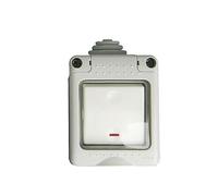 GSC Garsaco Caja Estanca 2 Módulos con Pulsador LED IP 55 Gris Plástico y Metal Resistente al Agua Incluye Caja Estanca 2 Módulos con Pulsador LED IP 55