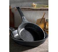 GSW 167765 Easy Click - Juego de sartenes con mango extraíble (2 piezas, aluminio, 20 cm y 28 cm), color negro