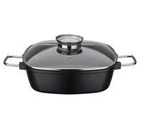 GSW 414579 Gourmet Granit - Fuente de horno cuadrada (28 x 28 cm, aluminio, cristal), color negro
