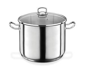 GSW 643437 Profesional Jumbo - Olla con Tapa de Cristal (28 x 25 cm/Aprox. 15 l, Acero Inoxidable, Plata, 42 x 29,5 x 26,5 cm, 2 Unidades