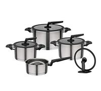 GSW 706155 Apart - Batería de cocina (9 piezas, acero inoxidable 18/8, cristal, plástico), color plateado
