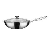 GSW Asia 868402 - Sartén wok con tapa de cristal (32 cm), color plateado