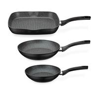 GSW Juego de 3 sartenes de Granito Gourmet, Aluminio, plástico, Negro
