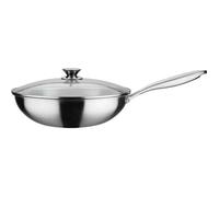 GSW Wok Pro con Tapa Ø 32 cm Acero Inoxidable Fondo 3 Capas Apto Inducción