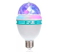 Gsycle Luz de bola giratoria RGB, bombillas de fiesta LED E27 de 3 W, bombilla de luz estroboscópica de colores, luces de escenario de cristal múltiple para discoteca, fiesta de