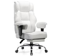 GT216 - Silla de oficina/escritorio - Ergonómica - Regulable en altura - Giratoria - Con reposabrazos - Con ruedas - Imitación de cuero - Blanca
