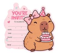 GTCIXEQ Invitaciones Capybara,Invitacion de Cumpleaños Capibara,Invitaciones con Temática de Animales,Divertidas Tarjetas de Invitación Para Cumpleaños Infantiles,con Sobres