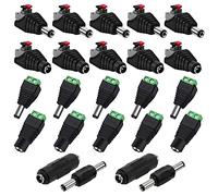 GTIWUNG 5 pares de 5,5 mm x 2,1 mm pulsador DC Power Adaptador, 5 pares de conectores de alimentación macho y hembra, fuente de alimentación de 12 V para cámara CCTV, barra de luz LED + 4 unidades de