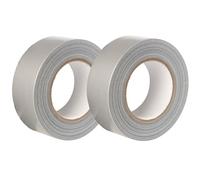 GTSE - Cinta americana plateada de 48 mm x 50 m - Cinta de tela resistente, adhesiva e impermeable - Para reparar, fijar, agrupar, reforzar y sellar - 2 rollos