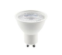 GTV Bombilla LED GU10 7W, Foco de Luz Cálida 3000K, 600 Lúmenes, Ángulo de Haz 60, No Regulable, Lámpara para Focos Empotrables y de Riel, Plástico Blanco