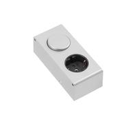 GTV BOX LONG Enchufe con interruptor, enchufe para muebles 230 V, 16 A, tipo francés (sin tierra), IP20, 3600 W, aspecto de aluminio, cable de conexión de 0,3 m, para cocina y encimera