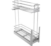 GTV Cesta Extraíble para Mueble de 150mm, KO-1502MD-CR, Organizador de Cocina con Cierre Suave, 2 Niveles, Guías de Extracción Total, Acero Cromado