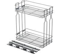 GTV Cesta Extraíble para Mueble de Cocina 2 Niveles, para Armario de 300 mm, Carga 15 kg, Organizador de Acero con Guías de Montaje Inferior, Color Antracita
