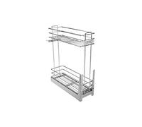GTV Cesta Extraíble para Mueble de Cocina KO-6002MD-SR, Cierre Suave, 2 Niveles, para Armario de 600 mm, Acero Galvanizado, Organizador Despensa, Color Plata