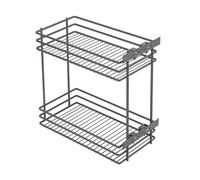 GTV Cesta Extraíble para Mueble de Cocina MOVIX, 2 Niveles para Montaje Lateral, para Armario de 250 mm, Carga Máxima 15 kg, Organizador de Acero, Antracita