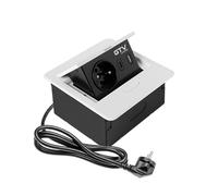 GTV - Enchufe para muebles AVARO, 1 enchufe francés, USB C, longitud de cable 1,5 m, color blanco, para escritorios, mesas, cocinas y oficinas | Dimensiones compactas