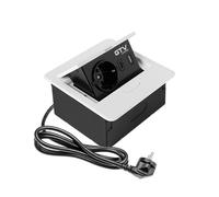 GTV - Enchufe para muebles AVARO, 1 enchufe Schuko, USB A+C, longitud de cable 1,5 m, color blanco, para escritorios, mesas, cocinas y oficinas | Dimensiones compactas