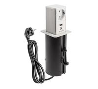 GTV - Enchufe para muebles Torre, enchufe extraíble empotrable, 1 x enchufe Schuko, 1 x USB A, 1 x USB C, longitud de cable 1,5 m, color blanco, para escritorios, mesas, cocinas y oficinas