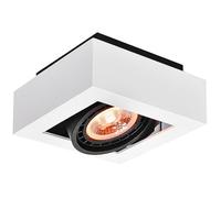 GTV LOID foco de techo 1 luz - aplique cuadrado orientable de metal blanco con aro negro interior, casquillo GU10 ES111, diseño moderno IP20 ideal para salón, cocina, oficina o hotel