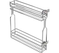 GTV Organizador Extraíble de Cocina MOVIX para Mueble 150mm, Cesto Botellero y Especiero con 2 Niveles, Carga 15 kg, Acero Cromado, Montaje Lateral (Sin Guías)