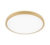 GTV Plafón LED ATOL, Lámpara de Techo Redonda 32W 2560lm, Luz Cálida 3000K, Ø400mm, IP54 para Interior y Exterior, Diseño Moderno de Perfil Bajo, Color Dorado