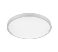 GTV Plafón LED de Techo ATOL, 32W 2560lm, Luz Cálida 3000K, IP54 para Exterior e Interior, Lámpara Redonda Ø400mm, Perfil Bajo 6cm, Acabado Plata