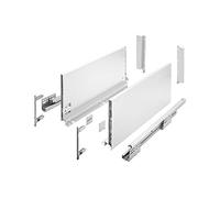 GTV- Sistema de Cajones Axis Pro, Juego de Cajones, Extracción Total y Amortiguación Integrada, Carga hasta 40 kg, Cajones Deslizantes con Cierre Suave - Ancho 450 mm, Alto 200 mm, Blanco