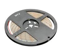 GTV Tira LED 5m Rollo Flash 2835, 300 LEDs 60/m, Regulable, 11W/m, Resistente al Agua IP65, 12V DC, 8mm de Ancho, cortable cada 5cm, Banda de Luz Muebles Cocina, Blanco Neutro 4000K