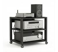 GTYMTTX Soporte Impresora con Ruedas, Mueble HiFi Compacto para Tocadiscos, Carrito Auxiliar de 3 Alturas para Oficina y Hogar, Estantería Móvil Bajo Mesa, Metal y Madera