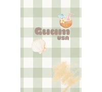 Guam USA Pastel Green Gingham Notebook | Cute Seashell & Coconut Drink Aesthetic Journal | 6x9 150 Pages Lined Diary | Tropical Island Stationery | ... & Daily Journaling | Girly Stationery Gift