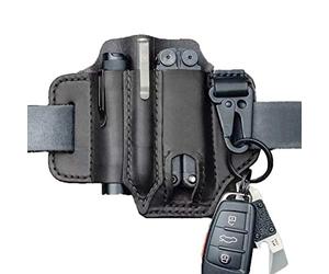 Guanan Bolsa de Herramientas Multiusos para Cinturón - Riñonera con 3 Bolsillos, Soporte para Llaves, Funda para Bolígrafo y Linterna