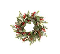 Guangcailun Guirnalda de Frutas Rojas de eucalipto de Navidad, Colgante de Puerta de Pared de Escalera de Abajo de Vegetales Artificiales, de decoración para Exteriores para el hogar