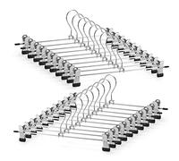 GUANJUNE - Juego de 20 perchas de falda con clips antideslizantes ajustables para pantalones, ahorro de espacio de metal para abrigo, ropa, vaqueros, 30 cm de largo (20 unidades)