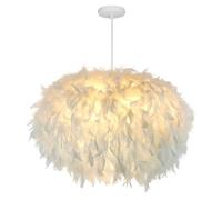 GUANSHAN 55 cm/17,8 "Elipsoide Pluma blanca Lámpara colgante Pantalla de plumas Lámpara de techo Lámpara de plumas para sala de estar, dormitorio, comedor