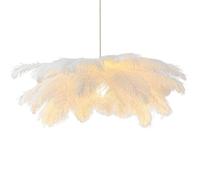 GUANSHAN Lámpara colgante creativa de plumas blancas, lámpara colgante con pantalla de plumas sencilla, lámpara de techo, lámpara de techo, lámpara decorativa para dormitorio, escaleras, comedor