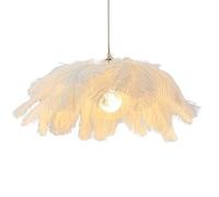 GUANSHAN Lámpara colgante creativa de plumas blancas, lámpara colgante con pantalla de plumas sencilla, lámpara de techo, lámpara de techo, lámpara decorativa para dormitorio, escaleras, comedor