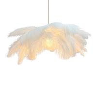 GUANSHAN Lámpara colgante creativa de plumas blancas, lámpara colgante con pantalla de plumas sencilla, lámpara de techo, lámpara de techo, lámpara decorativa para dormitorio, escaleras, comedor