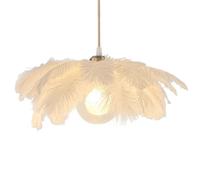 GUANSHAN Lámpara colgante creativa de plumas blancas, lámpara colgante con pantalla de plumas sencilla, lámpara de techo, lámpara de techo, lámpara decorativa para dormitorio, escaleras, comedor