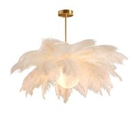 GUANSHAN Lámpara colgante de plumas de avestruz blanca, lámpara de techo de plumas, lámpara colgante de plumas, lámpara de techo, accesorio de iluminación de techo para dormitorio, sala de estar